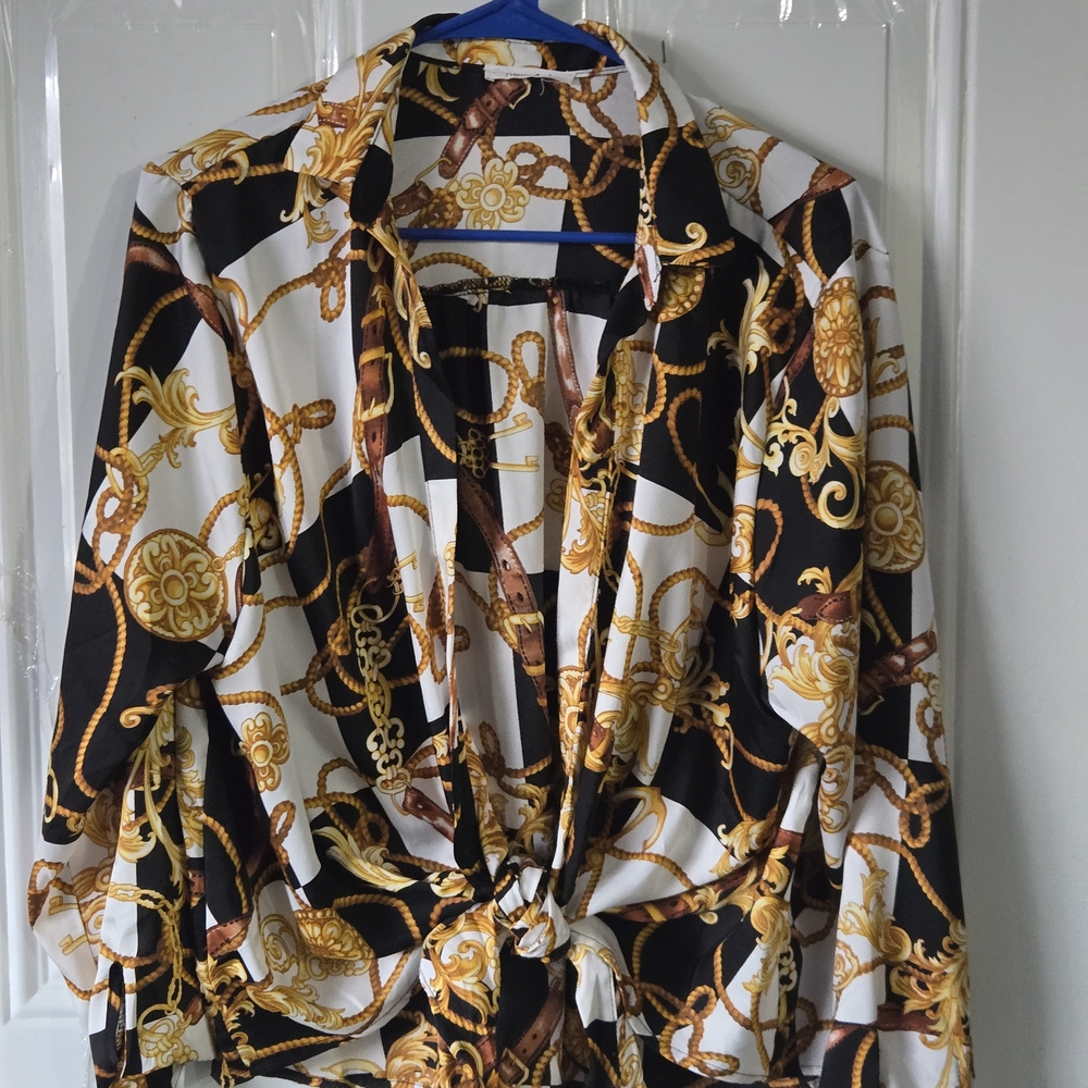 Timing Women's Long Sleeve Dress - Black, Gold, White